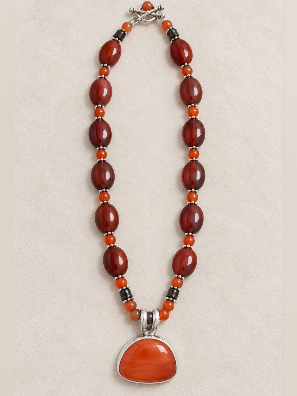 Handcrafted Carnelian/Sterling Pendant Necklace - Artisan Women’s Jewelry
